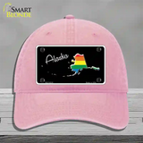 Alaska Rainbow Novelty License Plate Hat Unconstructed Cotton / Pink