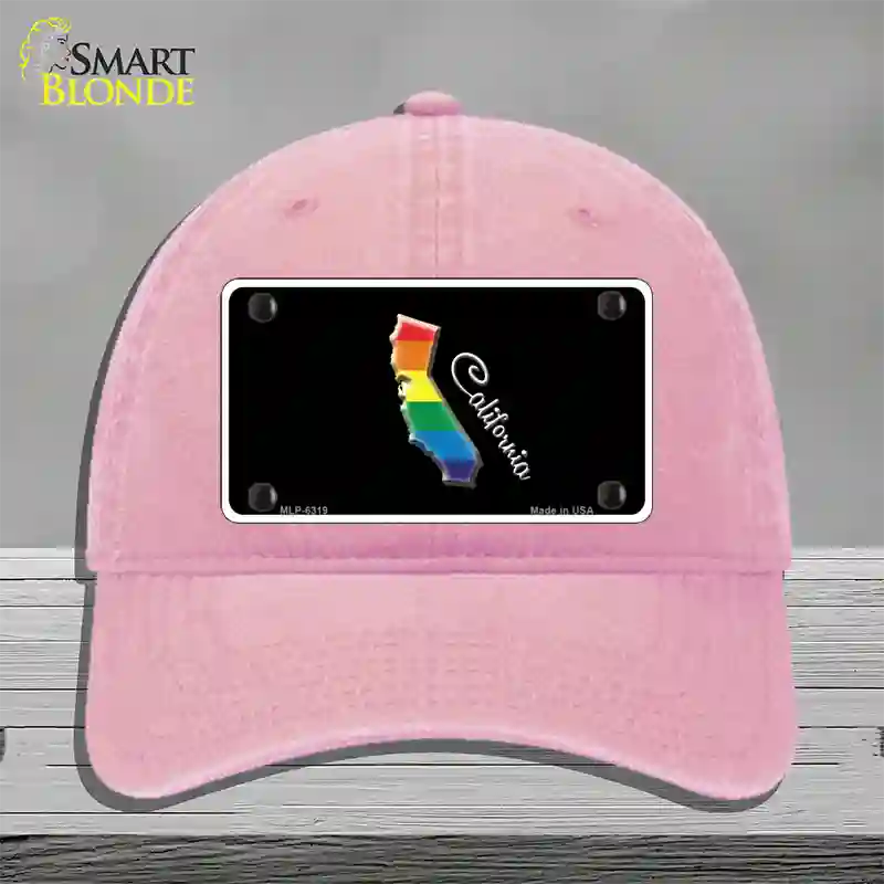 California Rainbow Novelty License Plate Hat Unconstructed Cotton / Pink