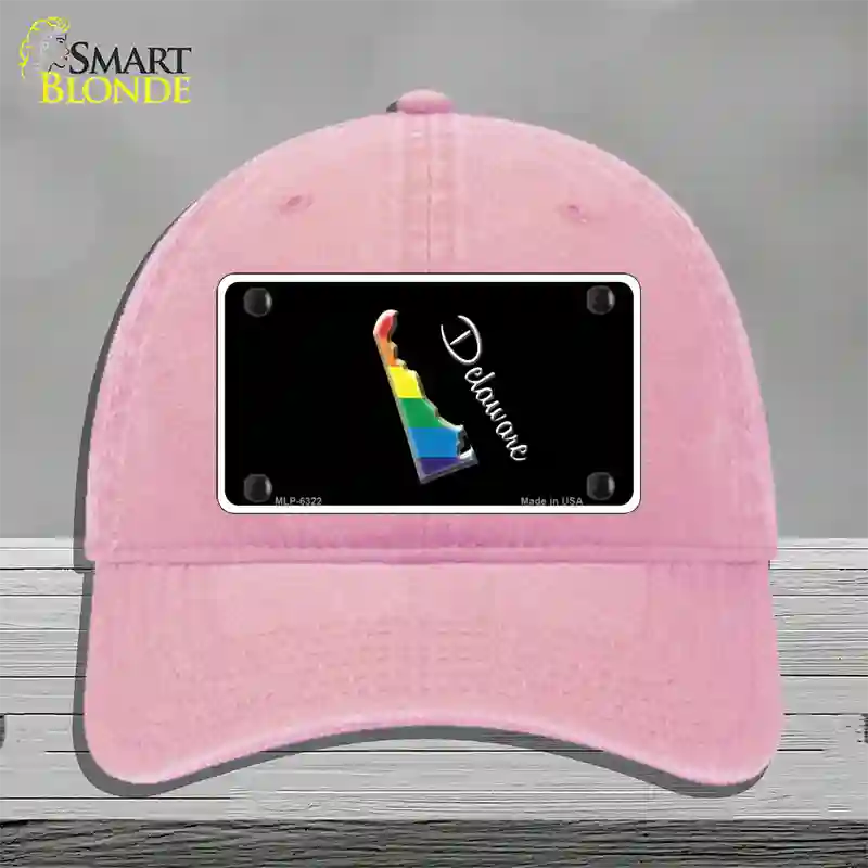 Delaware Rainbow Novelty License Plate Hat Unconstructed Cotton / Pink