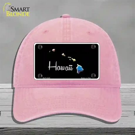 Hawaii Rainbow Novelty License Plate Hat Unconstructed Cotton / Pink