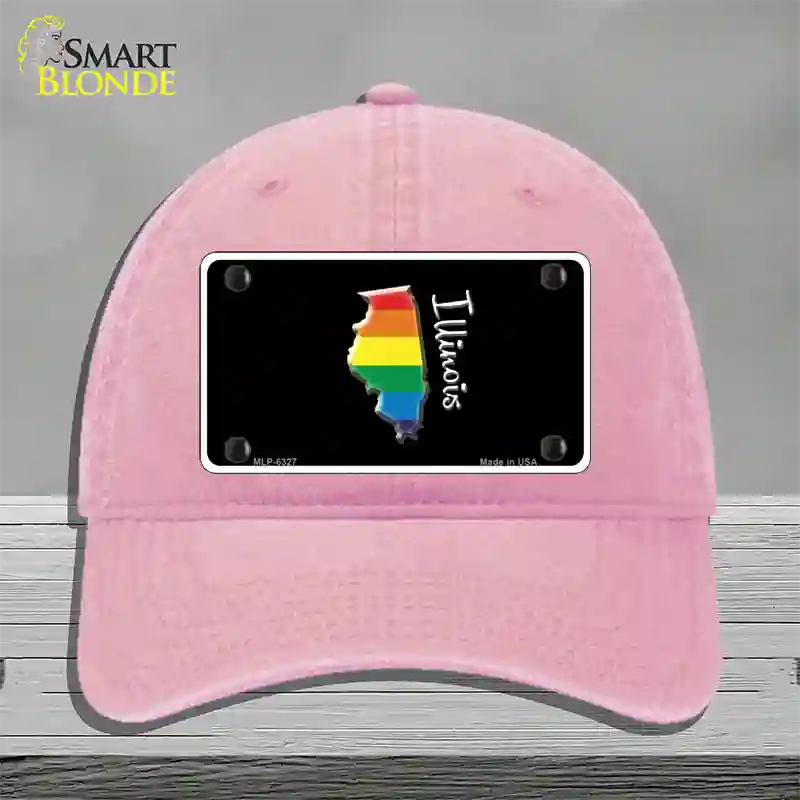 Illinois Rainbow Novelty License Plate Hat Unconstructed Cotton / Pink