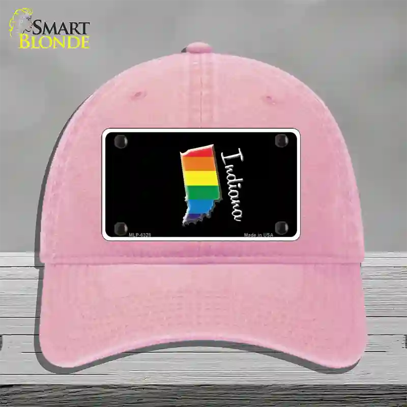 Indiana Rainbow Novelty License Plate Hat Unconstructed Cotton / Pink