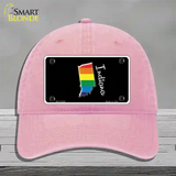 Indiana Rainbow Novelty License Plate Hat Unconstructed Cotton / Pink