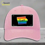 Iowa Rainbow Novelty License Plate Hat Unconstructed Cotton / Pink