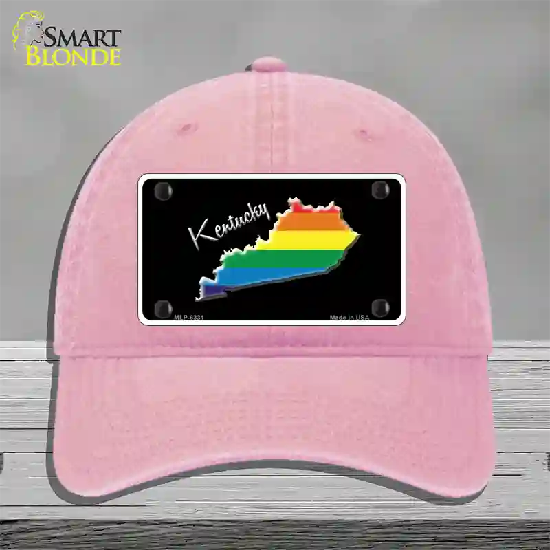 Kentucky Rainbow Novelty License Plate Hat Unconstructed Cotton / Pink