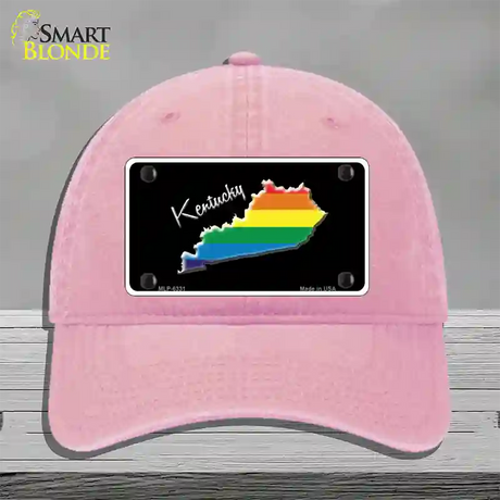 Kentucky Rainbow Novelty License Plate Hat Unconstructed Cotton / Pink