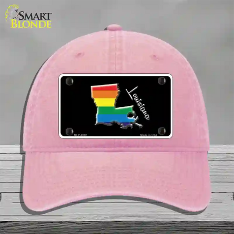 Louisiana Rainbow Novelty License Plate Hat Unconstructed Cotton / Pink