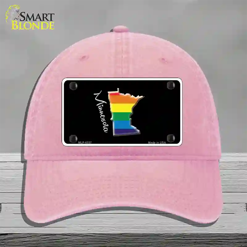 Minnesota Rainbow Novelty License Plate Hat Unconstructed Cotton / Pink