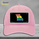 Missouri Rainbow Novelty License Plate Hat Unconstructed Cotton / Pink