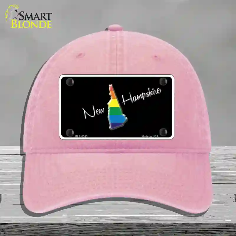 New Hampshire Rainbow Novelty License Plate Hat Unconstructed Cotton / Pink