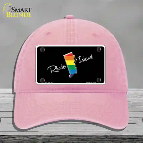 Rhode Island Rainbow Novelty License Plate Hat Unconstructed Cotton / Pink