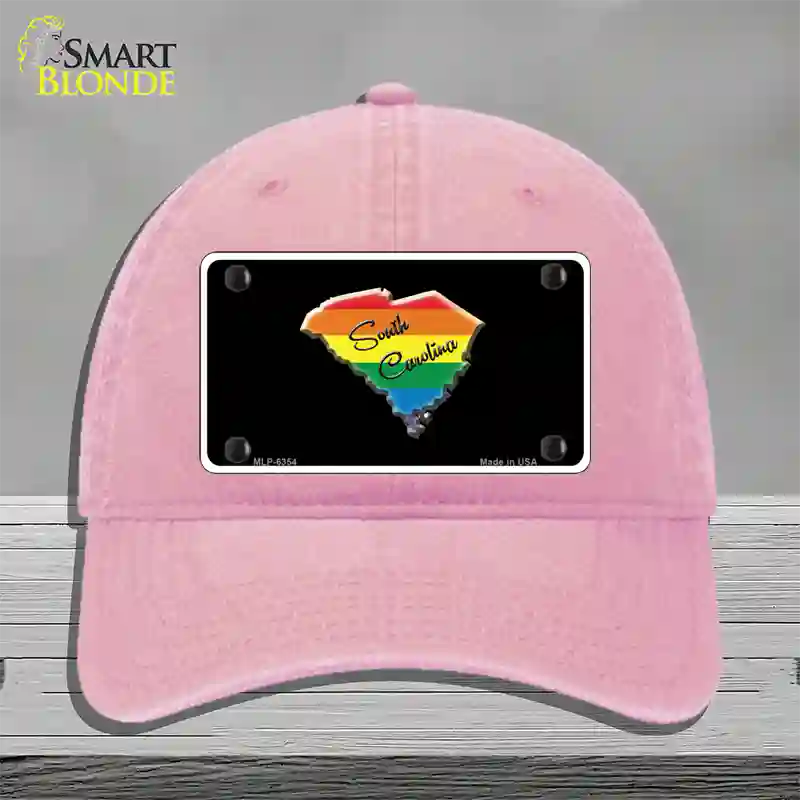 South Carolina Rainbow Novelty License Plate Hat Unconstructed Cotton / Pink