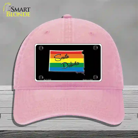 South Dakota Rainbow Novelty License Plate Hat Unconstructed Cotton / Pink