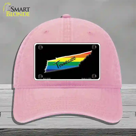 Tennessee Rainbow Novelty License Plate Hat Unconstructed Cotton / Pink