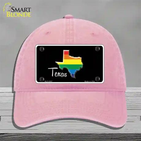 Texas Rainbow Novelty License Plate Hat Unconstructed Cotton / Pink