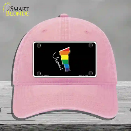 Vermont Rainbow Novelty License Plate Hat Unconstructed Cotton / Pink