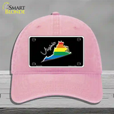 Virginia Rainbow Novelty License Plate Hat Unconstructed Cotton / Pink