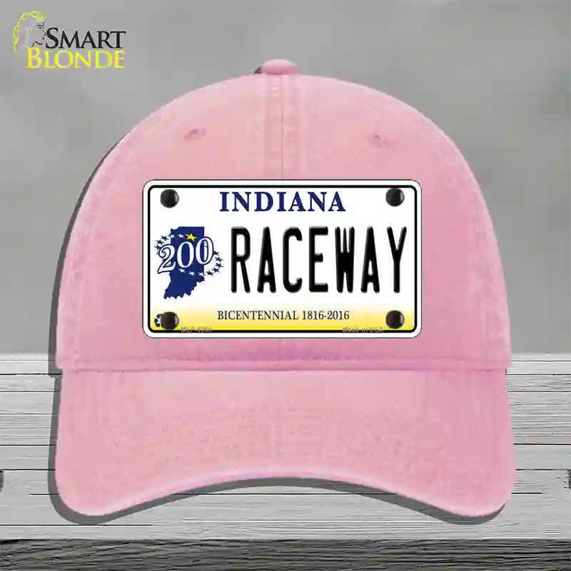 Raceway Indiana Novelty License Plate Hat Unconstructed Cotton / Pink