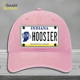 Hoosier Indiana Novelty License Plate Hat Unconstructed Cotton / Pink