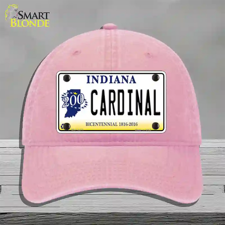 Cardinal Indiana Novelty License Plate Hat Unconstructed Cotton / Pink