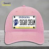 Sugar Cream Indiana Novelty License Plate Hat Unconstructed Cotton / Pink