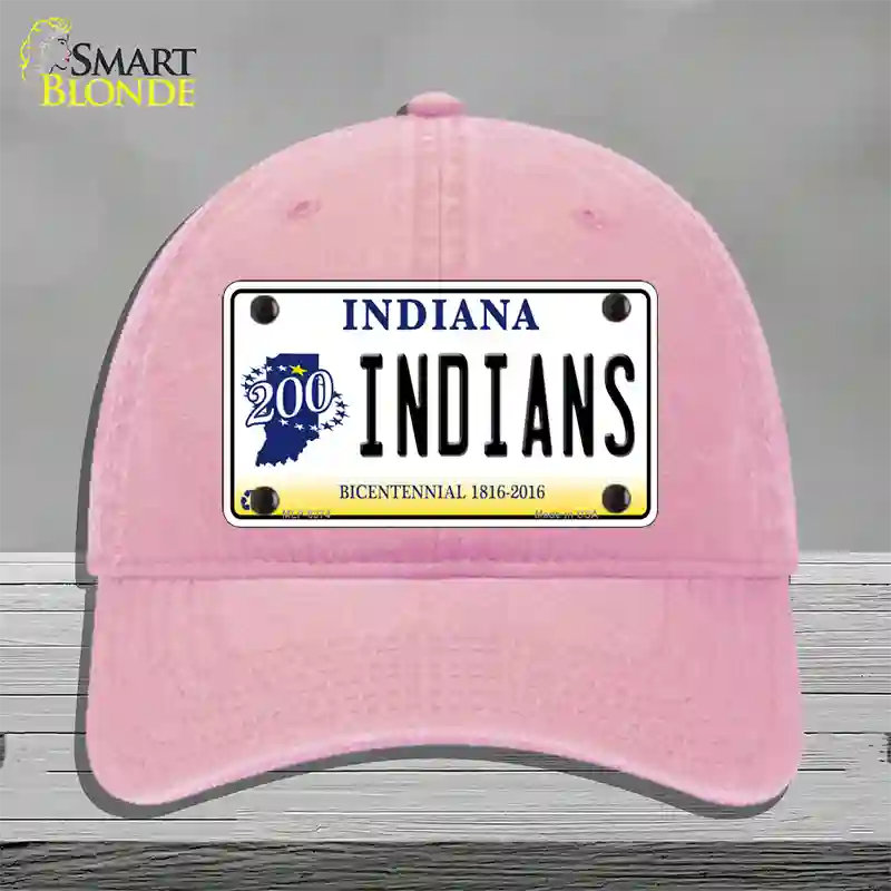 Indians Indiana Novelty License Plate Hat Unconstructed Cotton / Pink