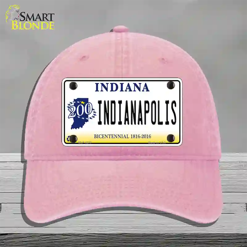 Indianapolis Indiana Novelty License Plate Hat Unconstructed Cotton / Pink