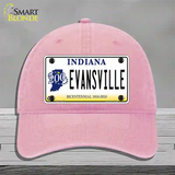 Evansville Indiana Novelty License Plate Hat Unconstructed Cotton / Pink