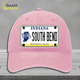 South Bend Indiana Novelty License Plate Hat Unconstructed Cotton / Pink