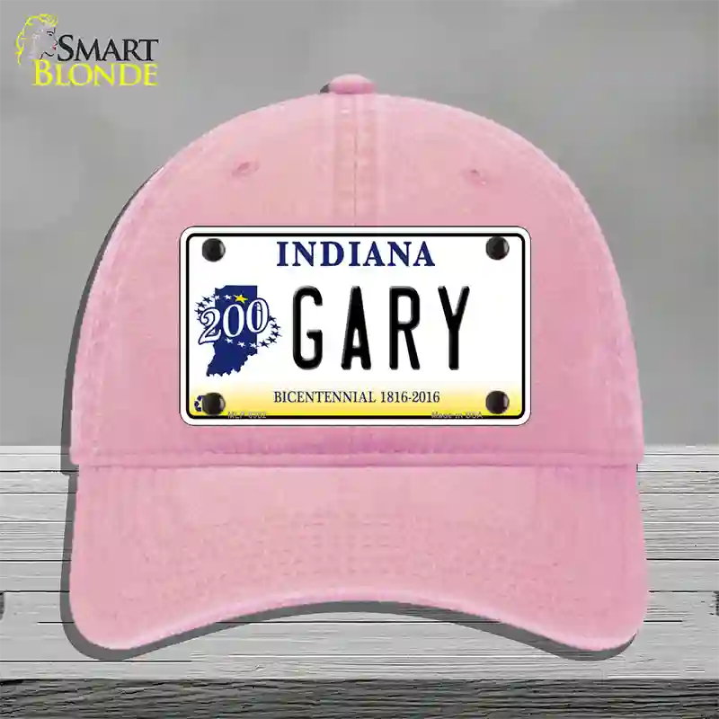 Gary Indiana Novelty License Plate Hat Unconstructed Cotton / Pink