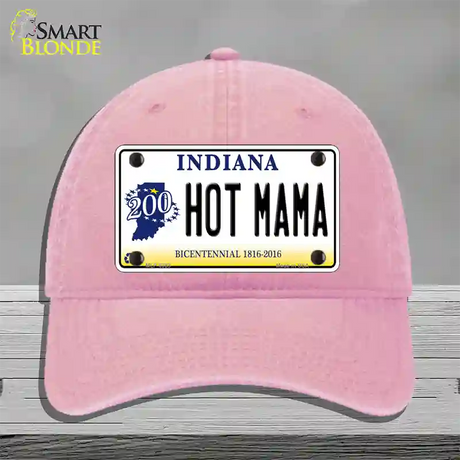 Hot Mama Indiana Novelty License Plate Hat Unconstructed Cotton / Pink