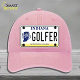 Golfer Indiana Novelty License Plate Hat Unconstructed Cotton / Pink