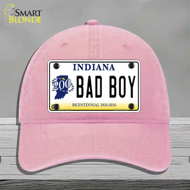 Bad Boy Indiana Novelty License Plate Hat Unconstructed Cotton / Pink