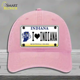 I Love Indiana Novelty License Plate Hat Unconstructed Cotton / Pink