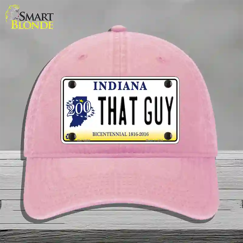 That Guy Indiana Novelty License Plate Hat Unconstructed Cotton / Pink