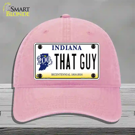 That Guy Indiana Novelty License Plate Hat Unconstructed Cotton / Pink