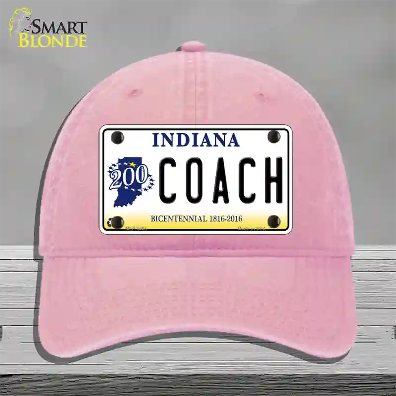 Coach Indiana Novelty License Plate Hat Unconstructed Cotton / Pink