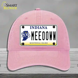 Meeooww Indiana Novelty License Plate Hat Unconstructed Cotton / Pink