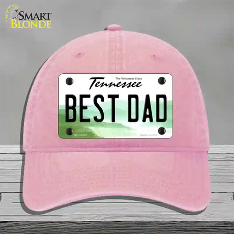 Best Dad Tennessee Novelty License Plate Hat Unconstructed Cotton / Pink