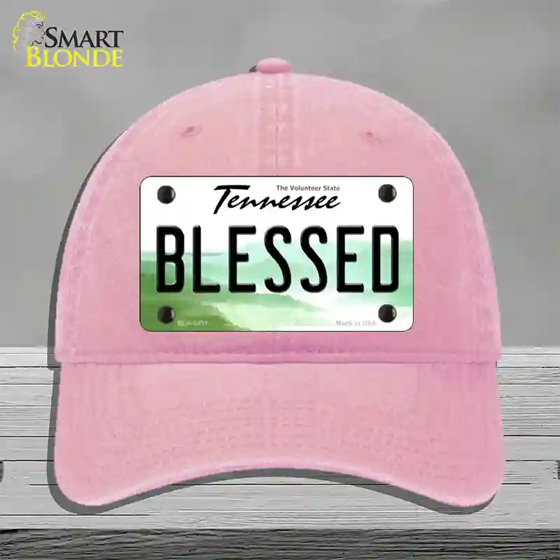 Blessed Tennessee Novelty License Plate Hat Unconstructed Cotton / Pink