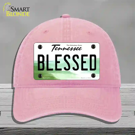 Blessed Tennessee Novelty License Plate Hat Unconstructed Cotton / Pink