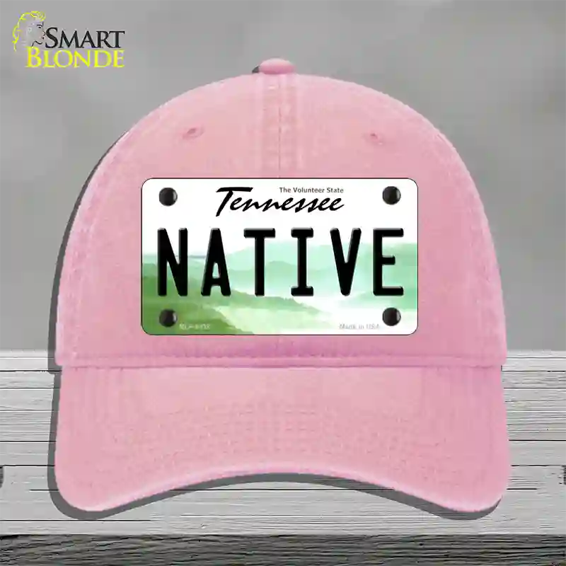 Native Tennessee Novelty License Plate Hat Unconstructed Cotton / Pink