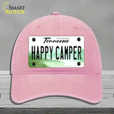 Happy Camper Tennessee Novelty License Plate Hat Unconstructed Cotton / Pink