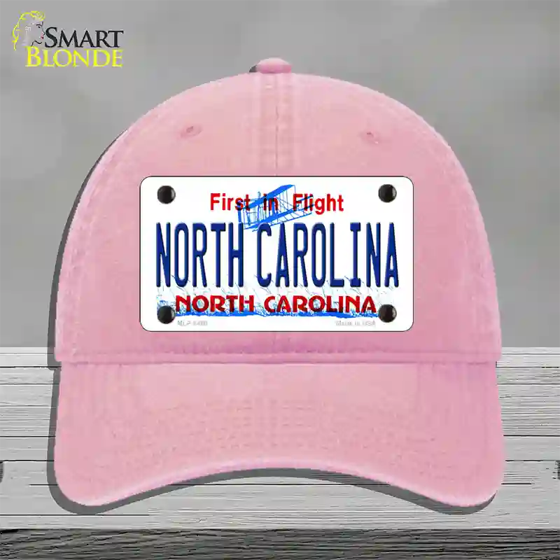 North Carolina Novelty License Plate Hat Unconstructed Cotton / Pink