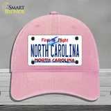 North Carolina Novelty License Plate Hat Unconstructed Cotton / Pink