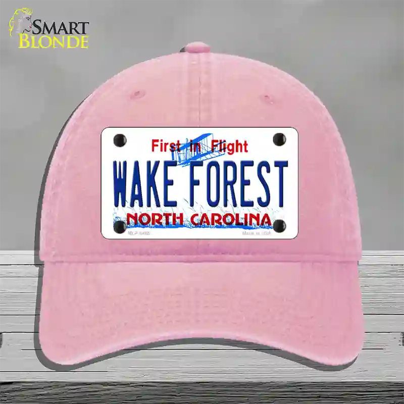 Wake Forest North Carolina Novelty License Plate Hat Unconstructed Cotton / Pink