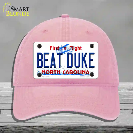 Beat Duke North Carolina Novelty License Plate Hat Unconstructed Cotton / Pink