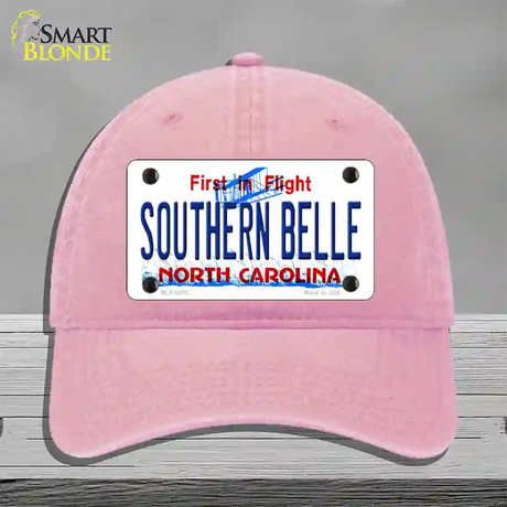 Southern Belle North Carolina Novelty License Plate Hat Unconstructed Cotton / Pink