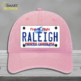 Raleigh North Carolina Novelty License Plate Hat Unconstructed Cotton / Pink