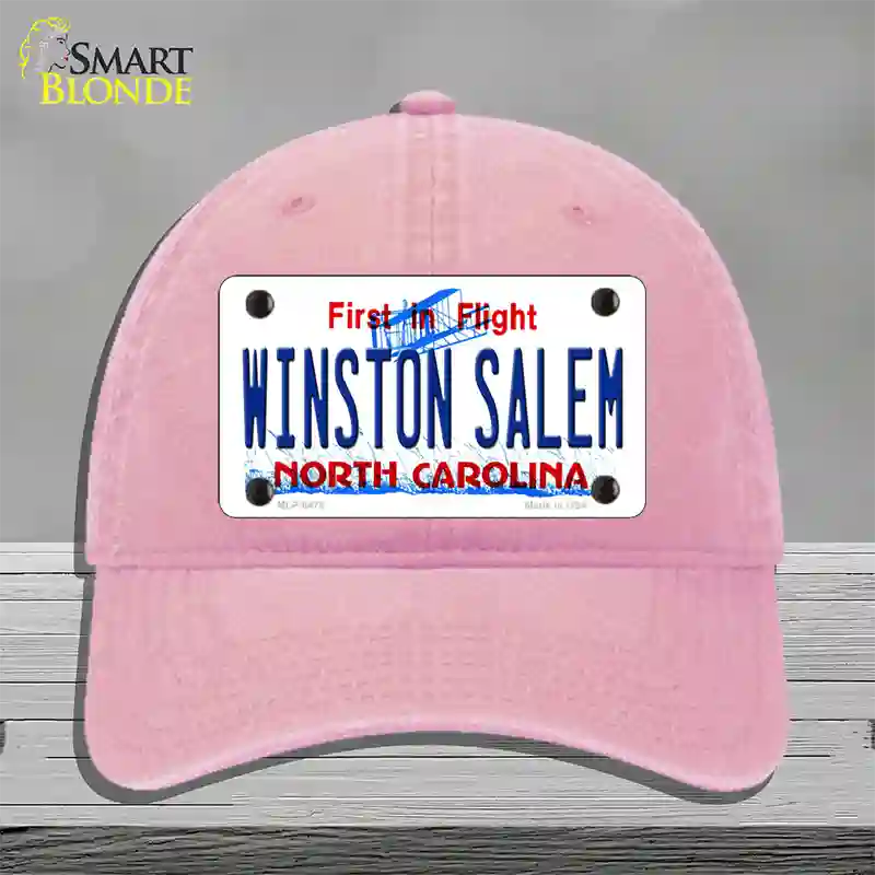 Winston Salem North Carolina Novelty License Plate Hat Unconstructed Cotton / Pink